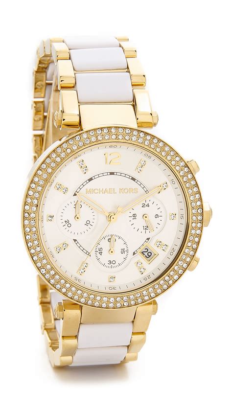 white and gold michael kors watch mens|Michael Kors Watch model nadja.